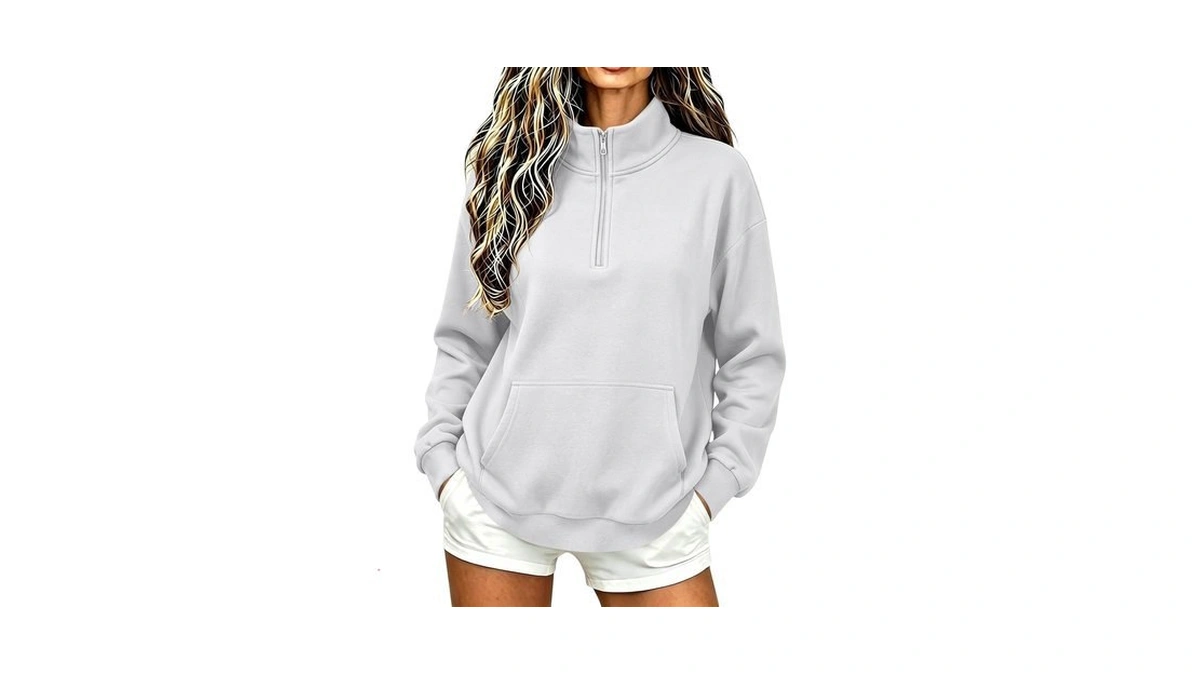 Womens Sweatshirts Quarter Half Zip Pullover Fleece Fall Outfits