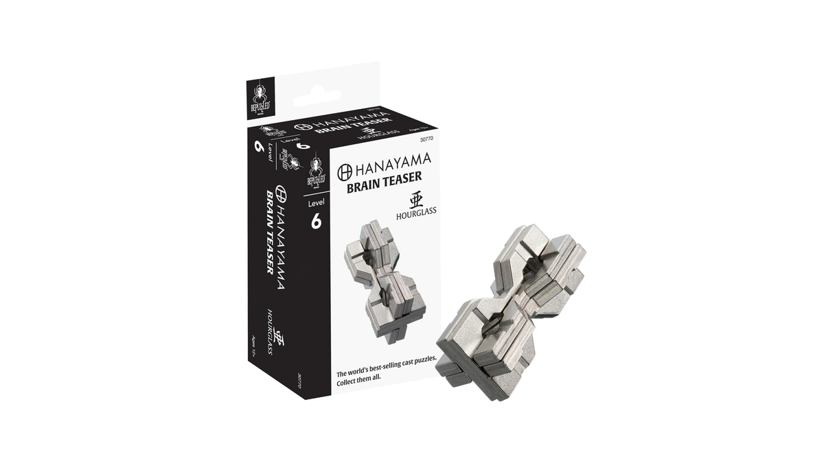 Bepuzzled | Hourglass Hanayama Metal Brainteaser Puzzle Mensa Rated Level