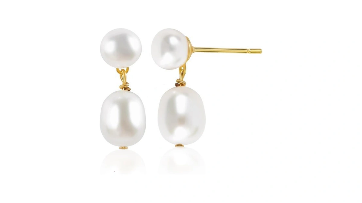 Customchief Bridesmaid Pearl Earrings - Petite White Freshwater Cultured Double