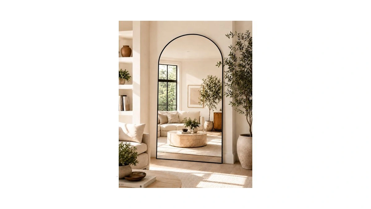Missday Oversized Full Length Mirror, Arched Floor Mirror 83" X