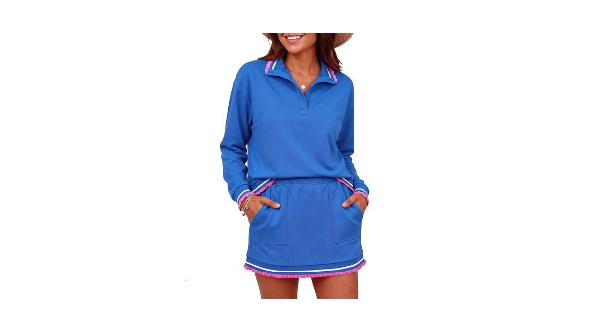 Fisoew Womens 2 Piece Outfits Short Sets Mini Skirts Workout