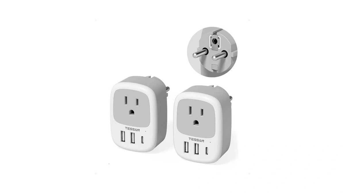 Tessan 2 Pack Type E F Plug Adapter