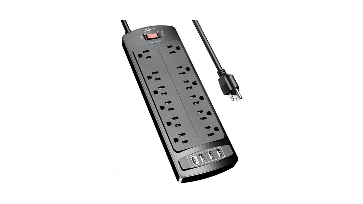 Alestor 6 Ft Surge Protector Power Strip With 12 Outlets