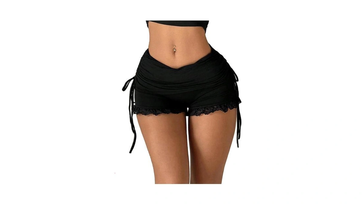 Women's Y2k Lace Low Rise Side Drawstring Sexy Mini Shorts