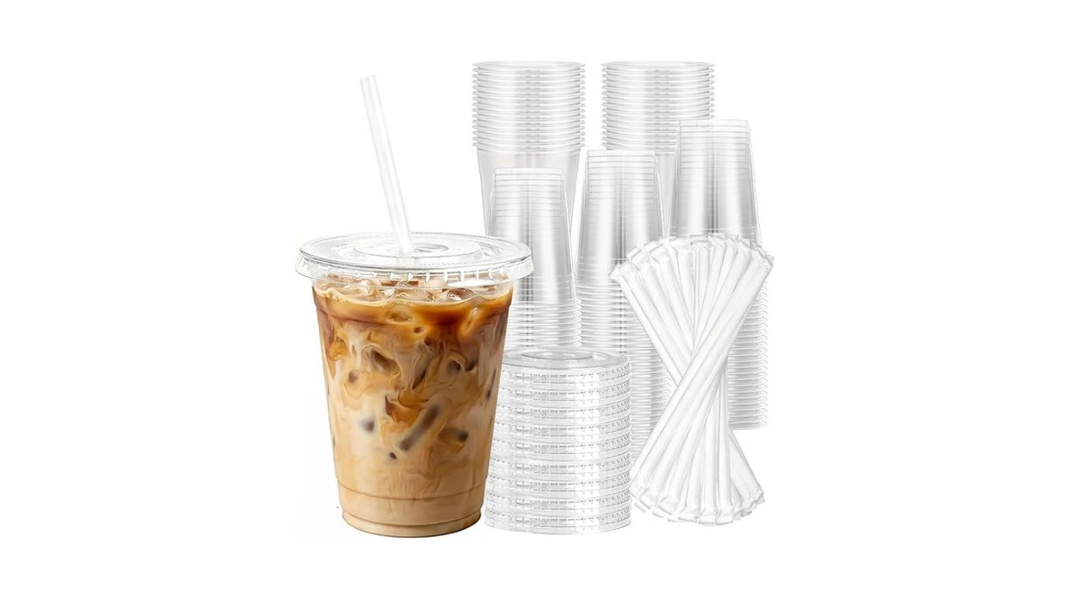 Charmount 100 Sets 16 Oz Plastic Cups With Lids And