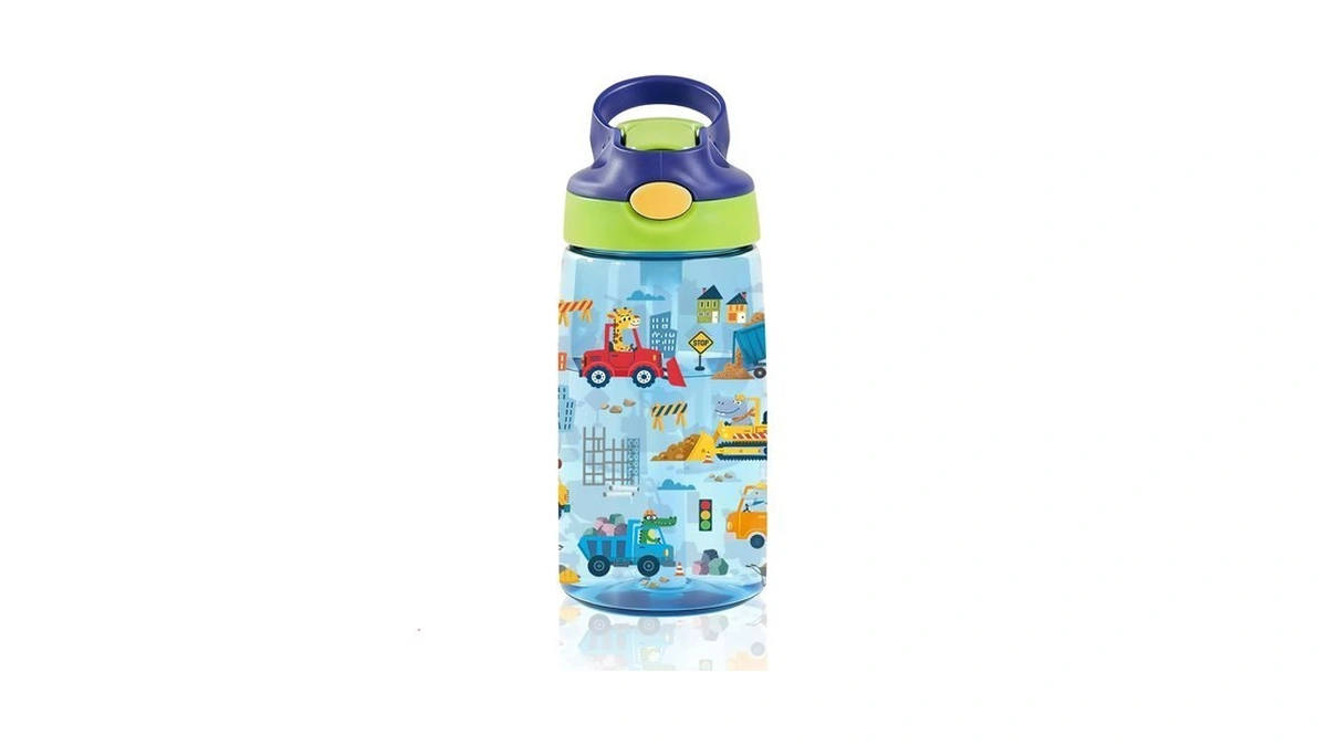 Cgmibas 14oz Cute Cartoon Animals Kids Truck Water Bottle With
