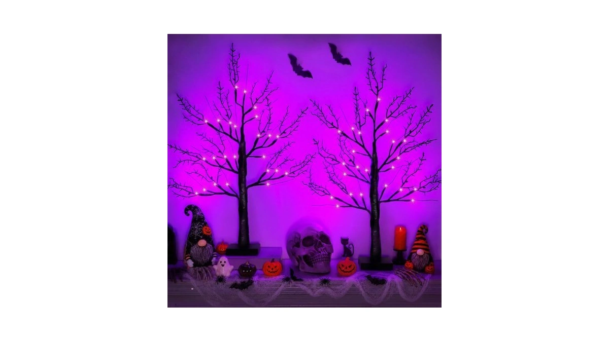 Halloween Decorations Indoor, 2 Pack 24 Inch Black Halloween Tree