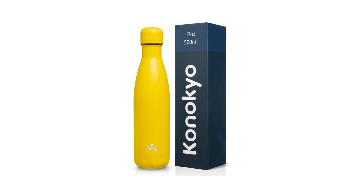 Konokyo 17 Oz Insulated Stainless Steel Water Bottle, Yellow