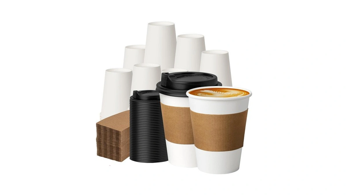 Metaprint 100 Pack 12 Oz Disposable Coffee Cups With Lids