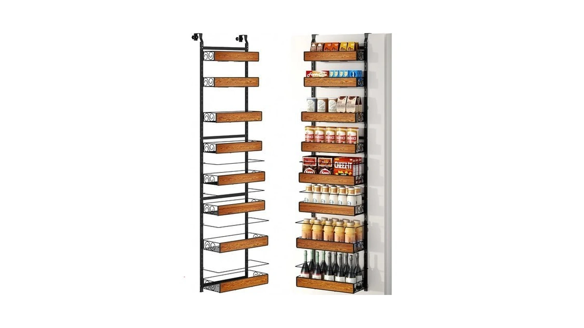 Guukar Over The Door Pantry Organizer, 8-tier Metal Hanging Spice