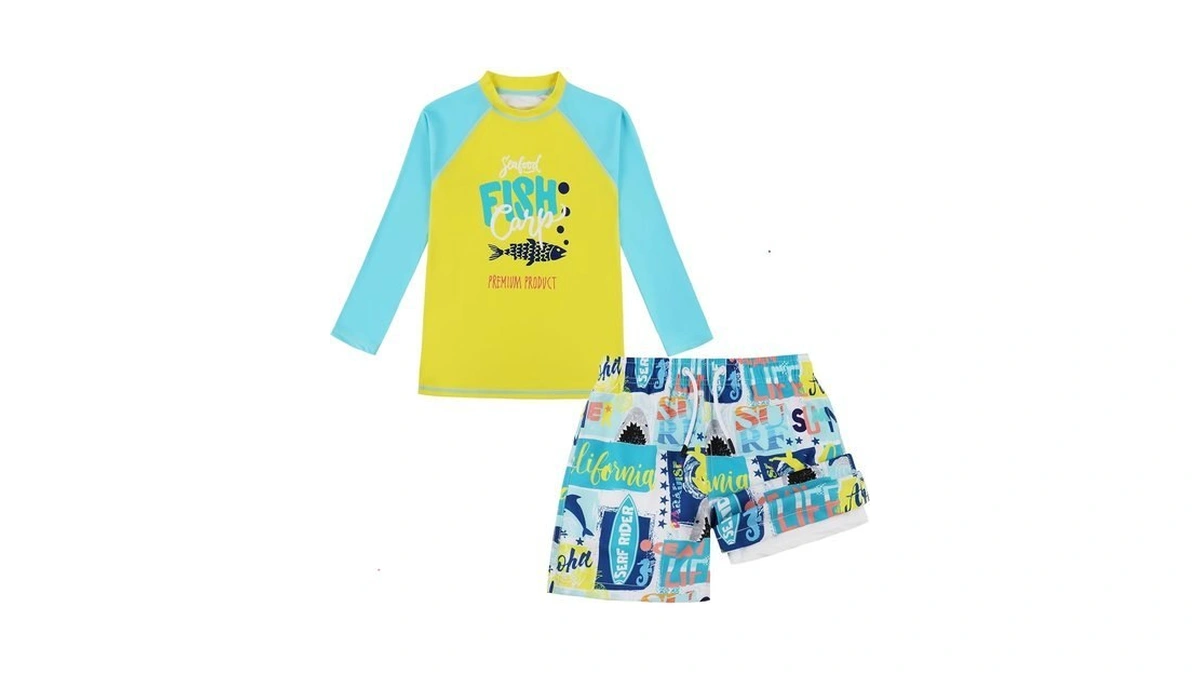 Size 8t 8 Years Kids Swim Shirts,boys With Swim Shorts