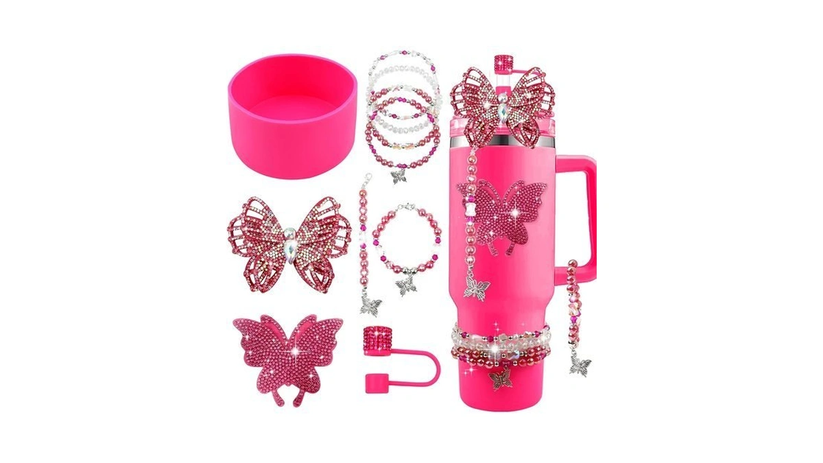 Hpebl 10pcs Flower Accessories For Stanley Cup 30 40oz Tumbler,rose