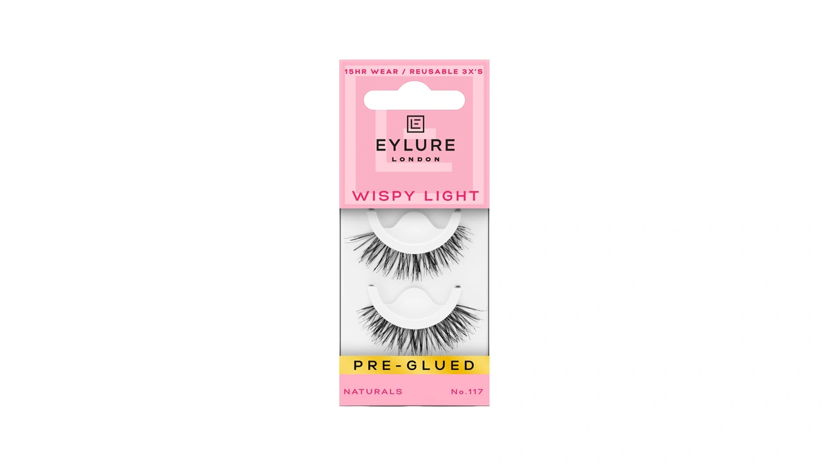 Eylure Pre-glued False Eyelashes, Wispy Light No. 117