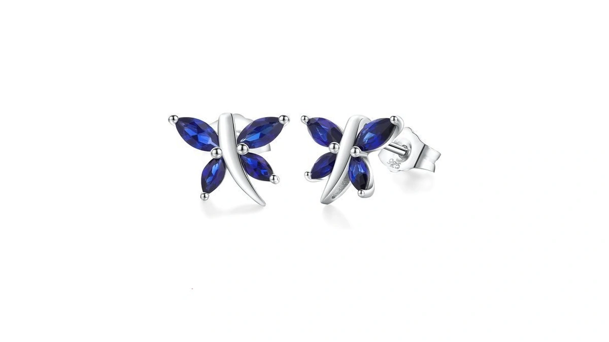 Randes Blue Dragonfly Earring Dainty Sapphire Earrings Sterling Silver September