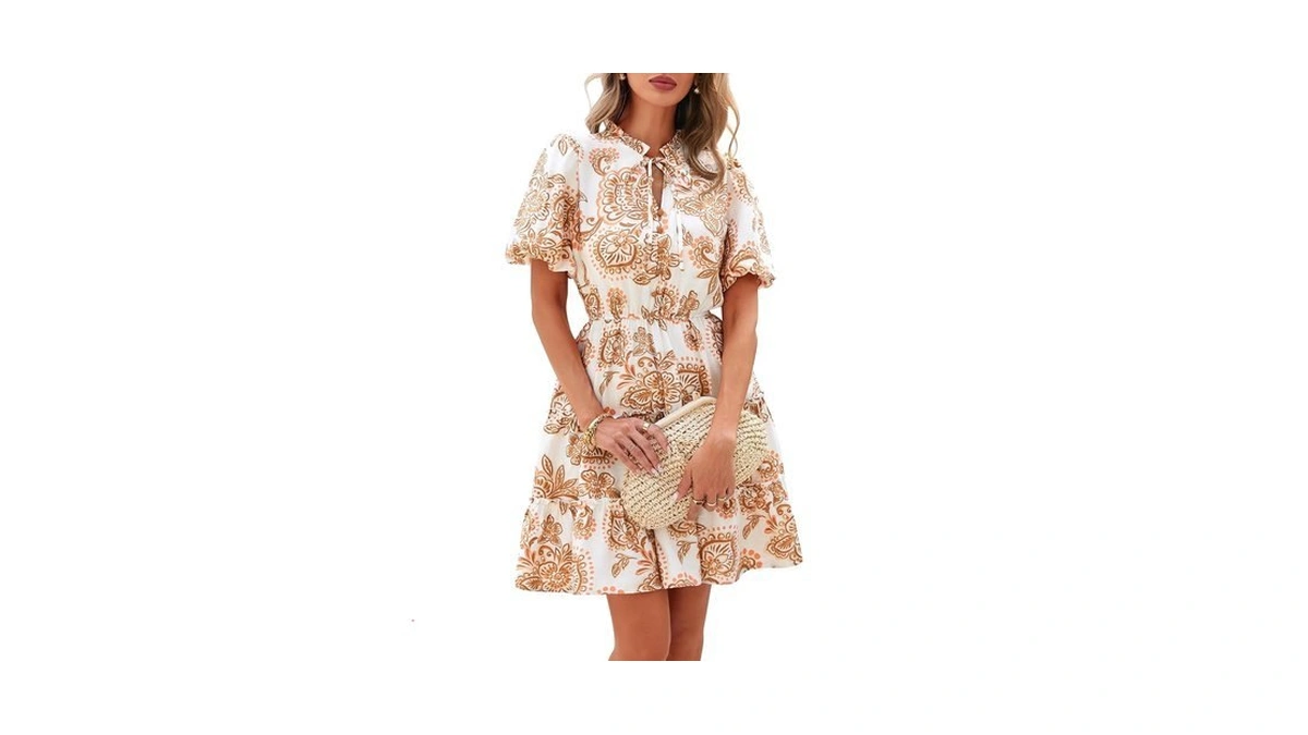 Btfbm Women Summer Floral Mini Dresses Short Sleeve Boho Dress
