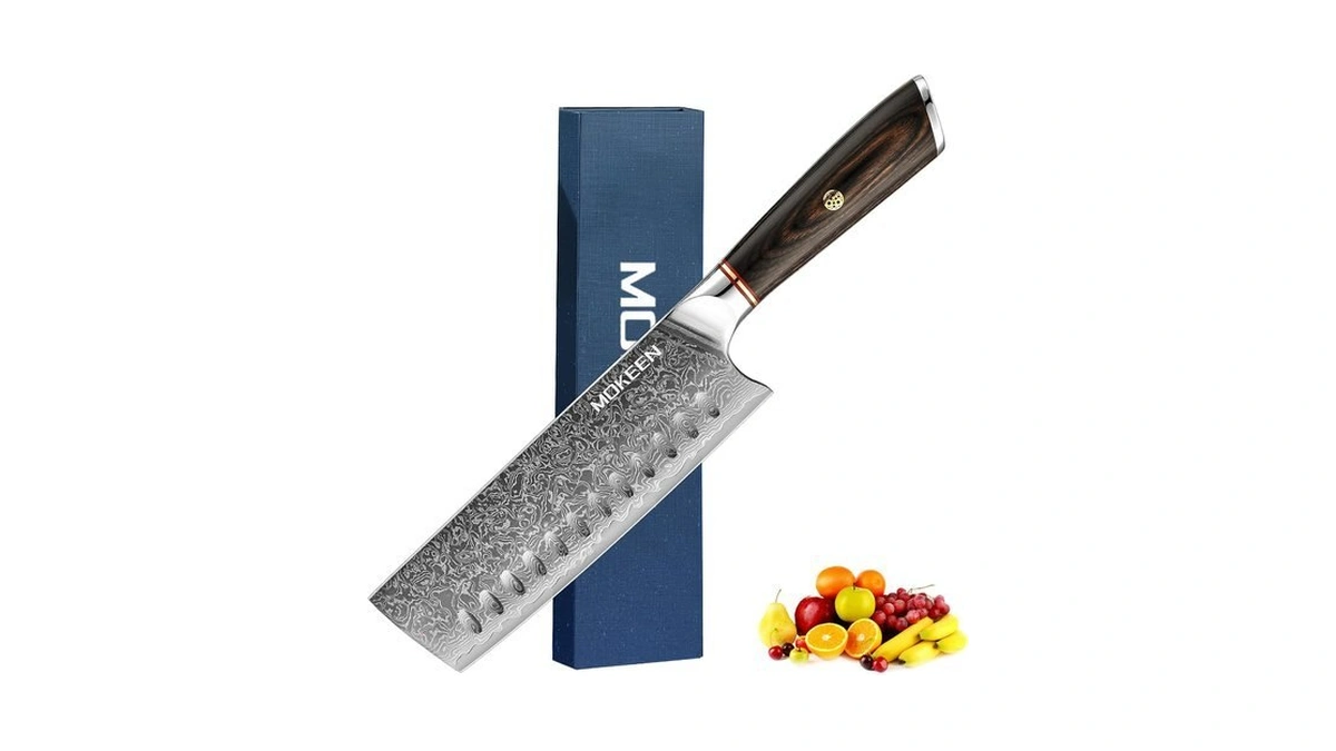 Mokeen Nakiri Knife 7 Inch, 67 Layers Vg10 Damascus Kitchen