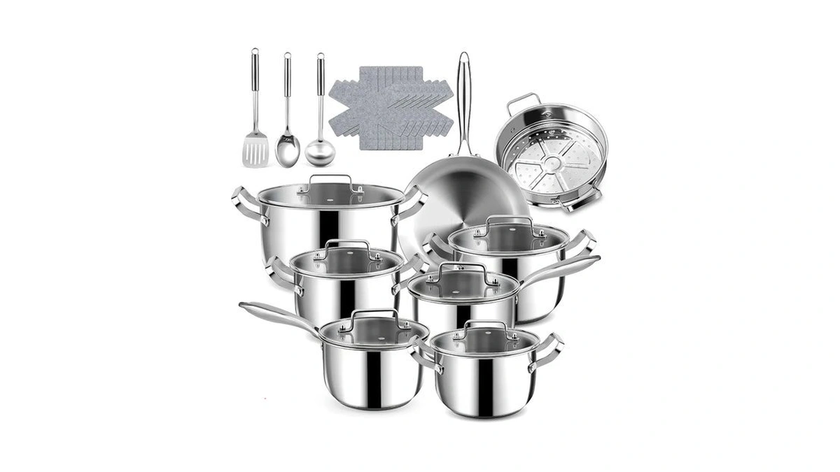 Fruikit Stainless Steel Cookware Set - 24 Pcs Kitchen Cookware