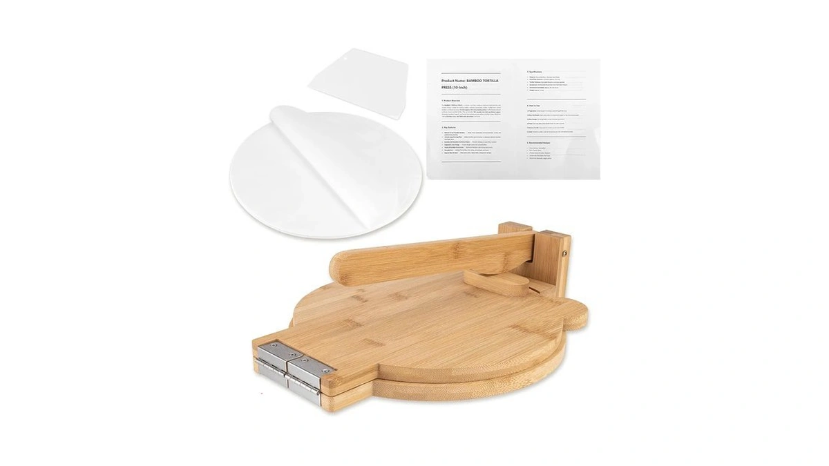 Bamboo Tortilla Press 10 Inch - Mexican Tortilla Maker With
