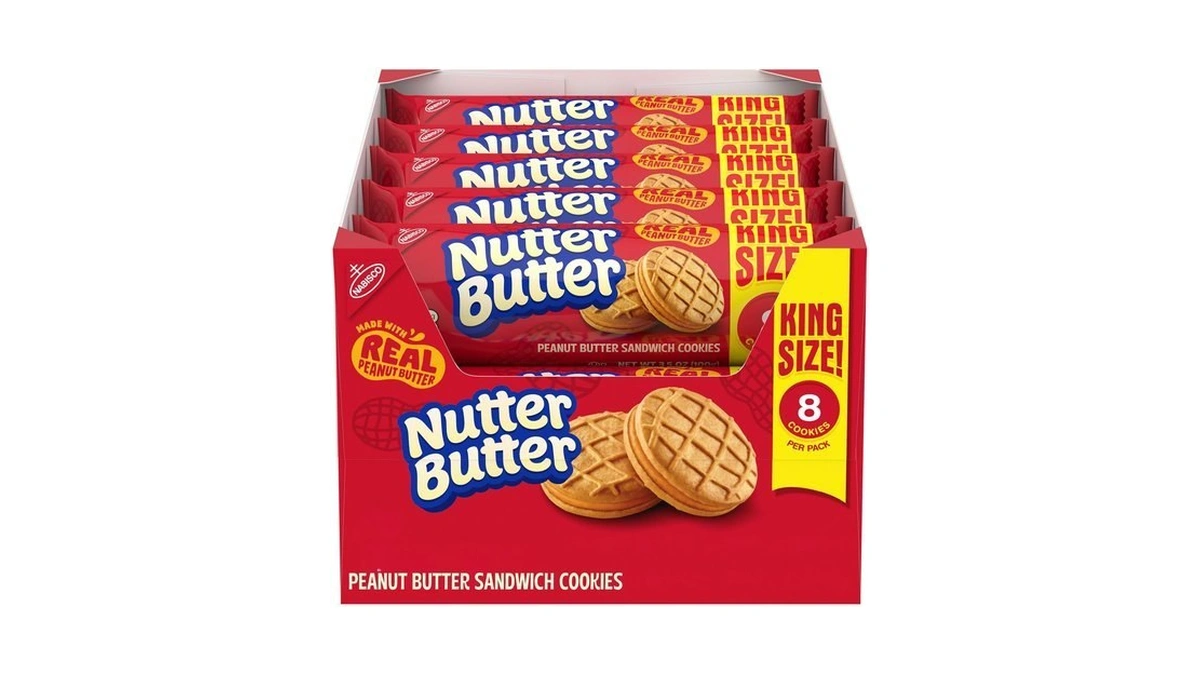 Nutter Butter Peanut Butter Sandwich Cookies, King Size, 10 Snack
