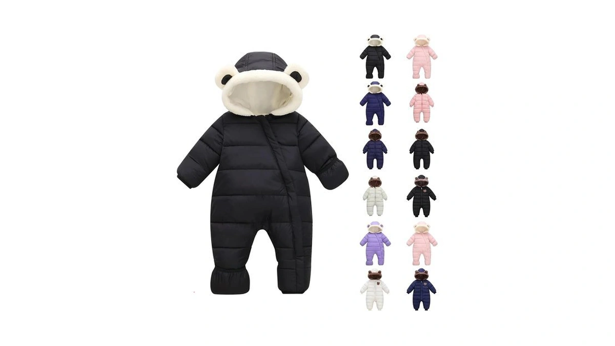 Rgdypko Baby Boys Girls Snowsuit Winter Clothes Hooded Jumpsuit Bear