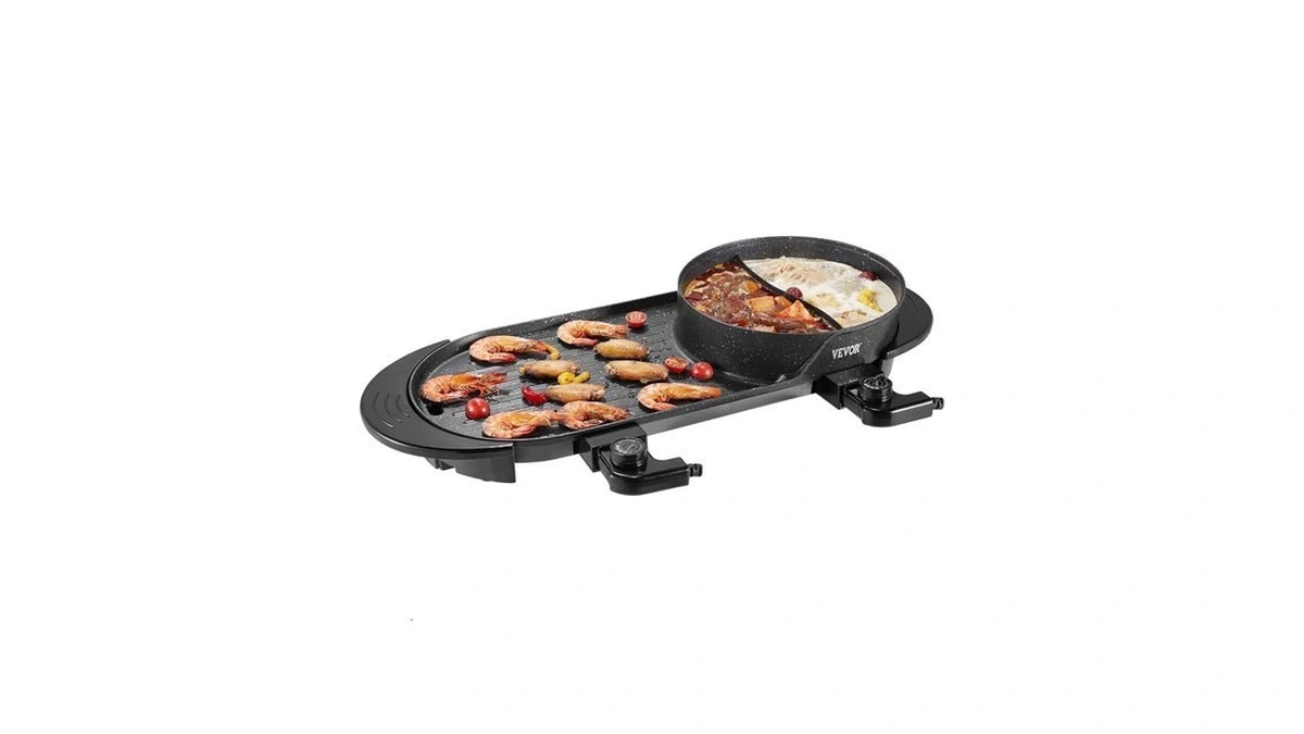 Vevor Hot Pot With Grill, 2200w 2-in-1 Electric Smokeless Grill