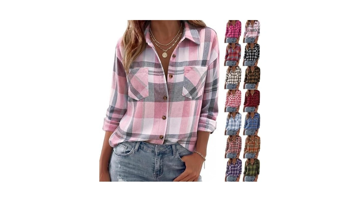 Cute Flannel Shirts For Women Long Sleeve Button Down Plaid