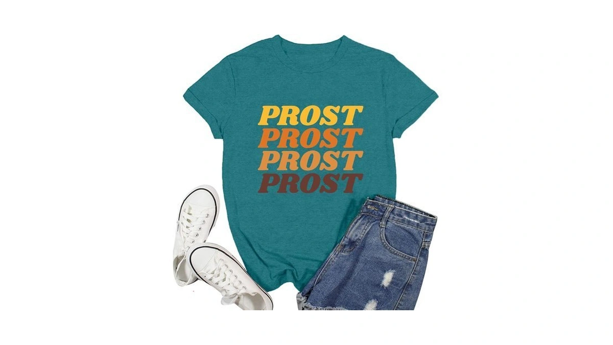 Ascrazy Women German Oktoberfest Shirts Funny Letter Print Prost T-shirt