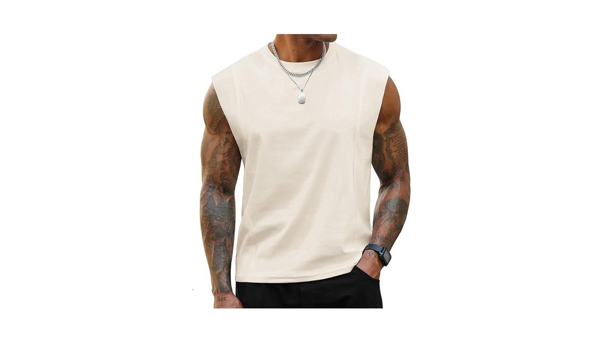 Mens Sleeveless Tank Tops Oversized Cut Off T-shirts Workout Gym
