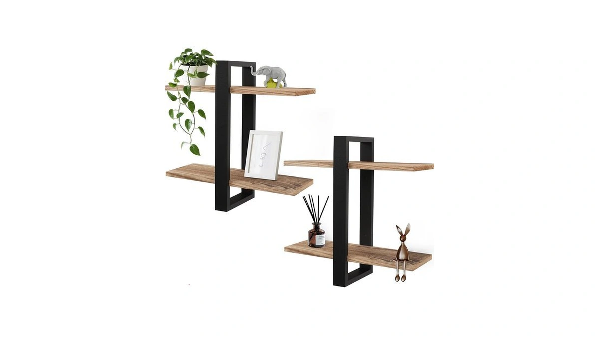 Furaomeili Floating Shelves For Wall,2 Tier Adjustable Wall Shelf,set Of