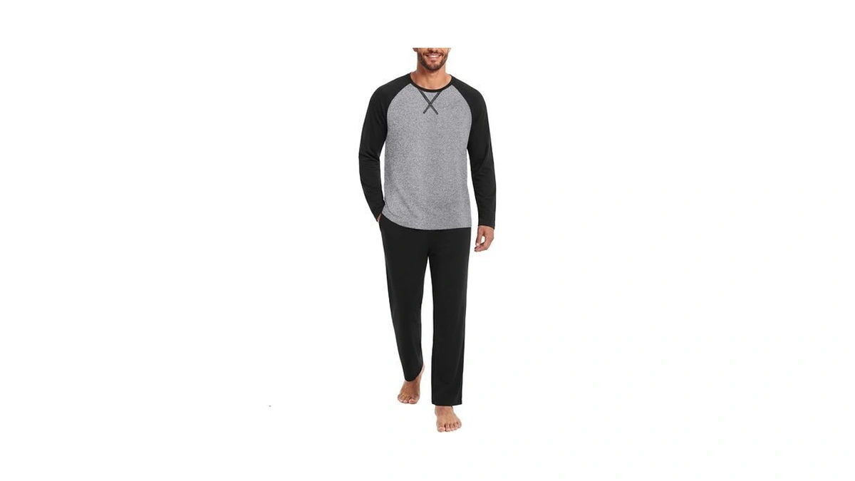 Ekouaer Mens Pajama Set Long Sleeve Pjs Lightweight Sleepwear With