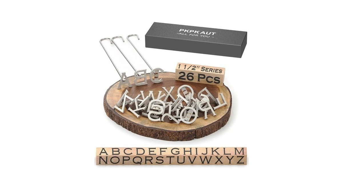 Pkpkaut 26pcs 1 1/2" Custom Branding Iron For Wood, Leather
