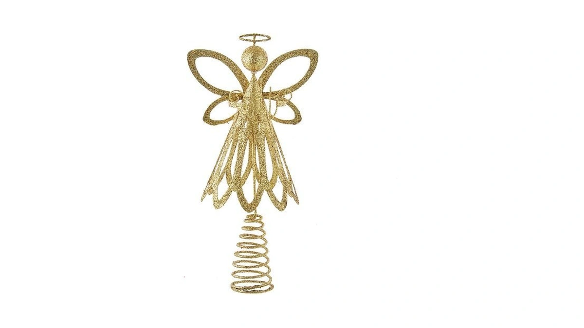 12-inch Gold Glitter Metal Angel Treetop