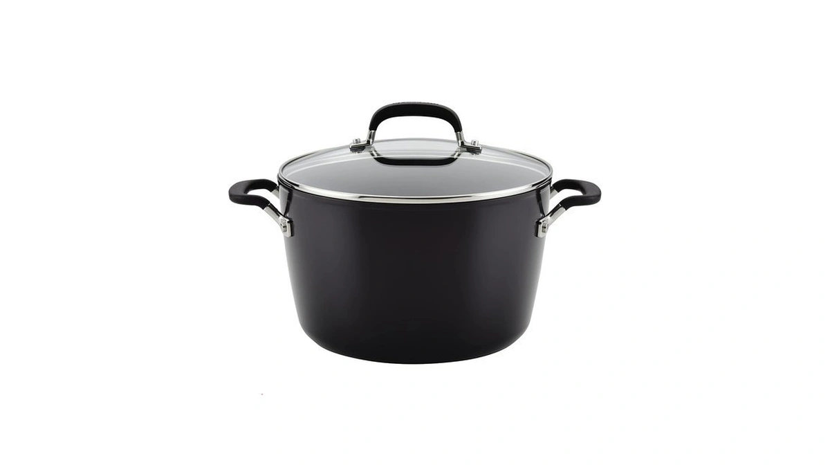 Kitchenaid Hard Anodized Nonstick Stock Pot With Lid, 8-quart, Onyx