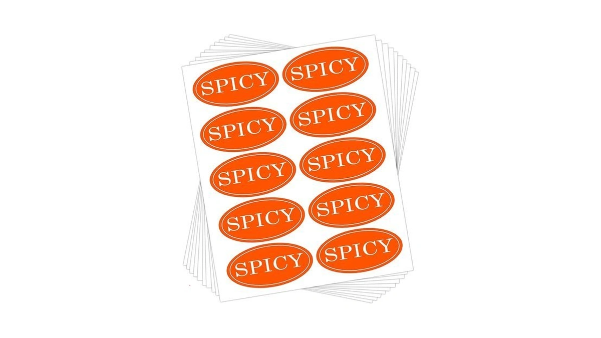 Spicy Stickers,1 X 1.75 Inch Adhesive Grocery Store Food Warning