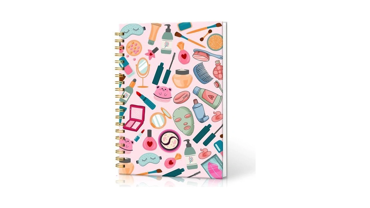 Makeup Doodle Notebook, Girly Heart Spiral Notebook, Inspirational Beauty Diary
