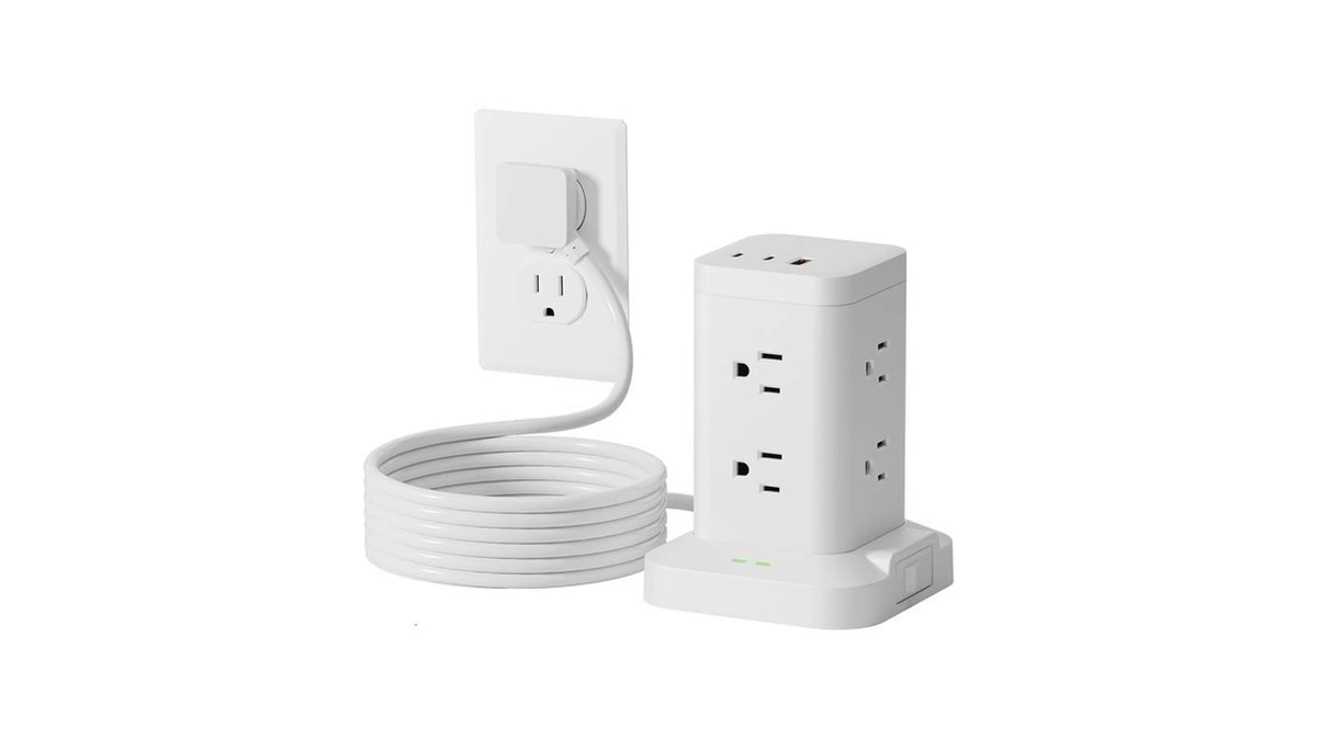 Tagzilo Power Strip Tower With Surge Protector 1800j, Fast Charging