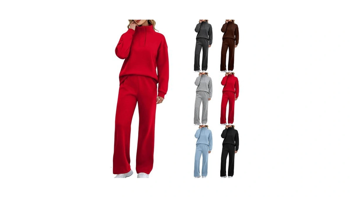2 Piece Sets For Women Lounge Snap Stand Collar Lounge