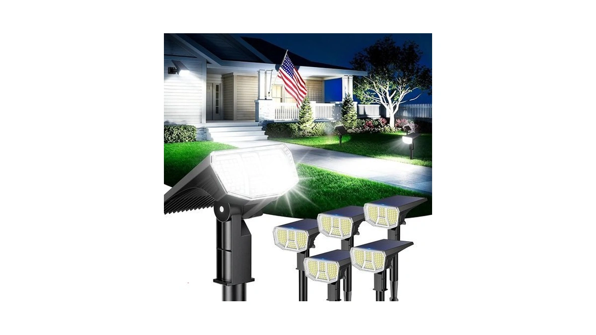 Letmy 6 Pack Solar Spot Lights Outdoor, 104 Led Solar