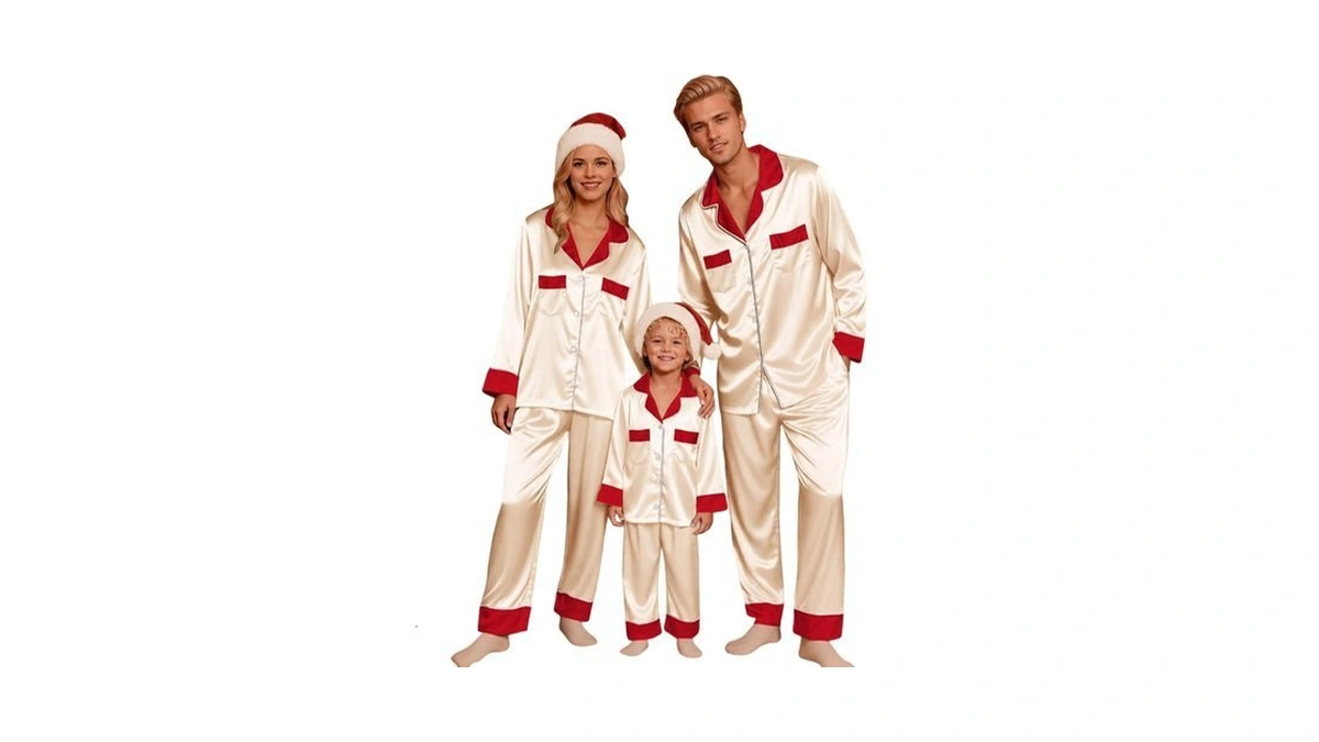 Matching Christmas Pajamas For Family 2026 Satin Xmas Sleepwear Holiday