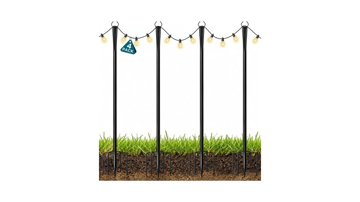 Ainclte 4 Pack 10ft Outdoor String Light Poles