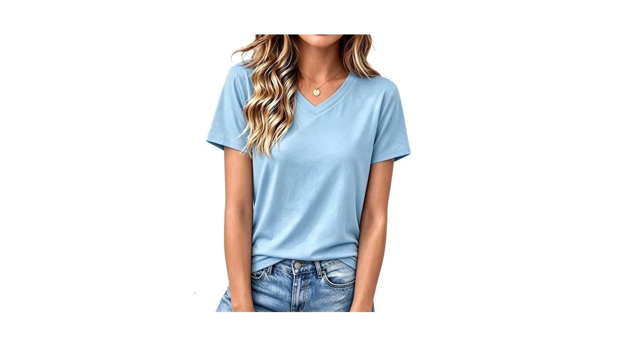 Danvouy Women's V-neck Short Sleeve T-shirt Solid Color Casual Summer
