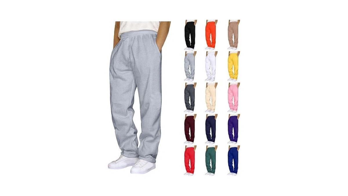 Mens Tall Sweatpants Open Bottom Wide Leg Joggers Lounge Pants