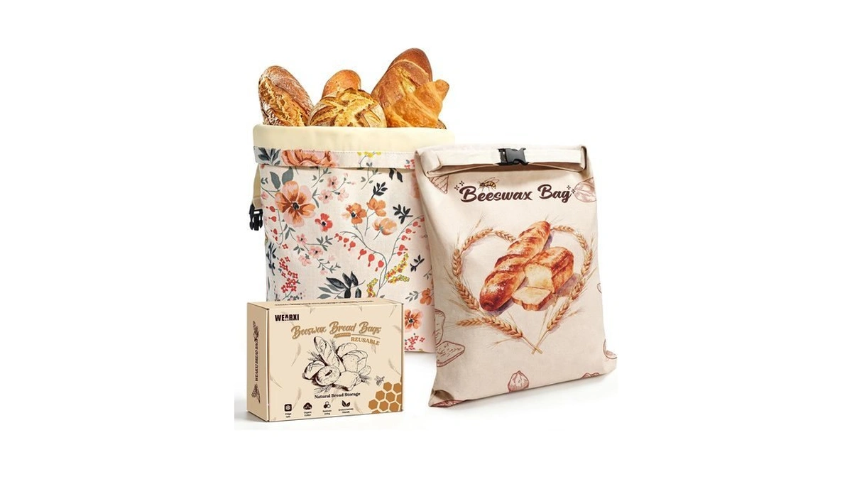 Wearxi 2 Pack Beeswax Bread Bags For Homemade Sourdough, Reusable