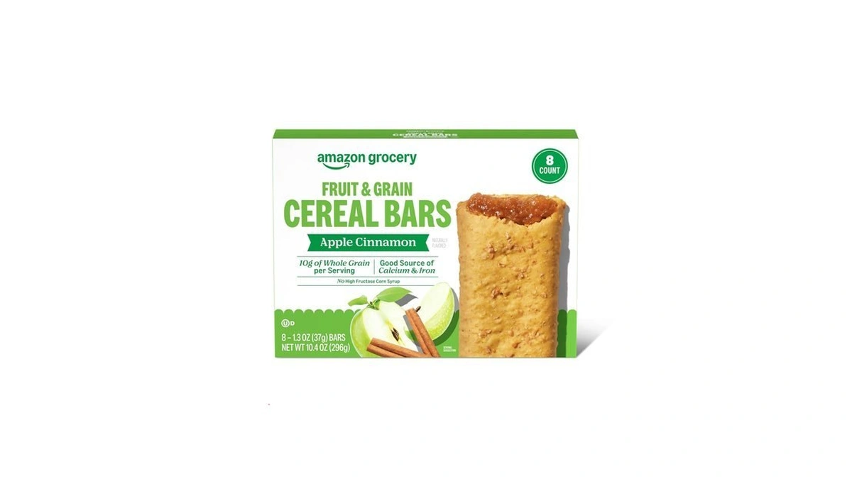 Amazon Grocery, Apple Cinnamon Fruit & Grain Cereal Bars, 1.3