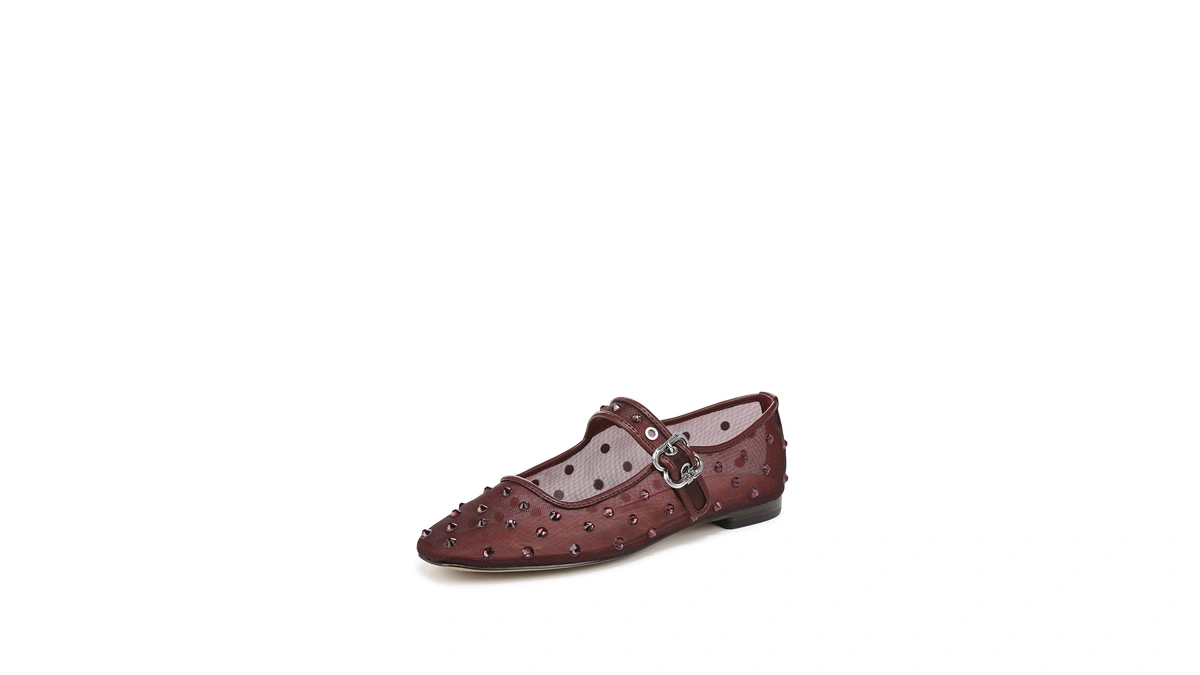 Sam Edelman Women's Michaela Mary Jane Flat, French Merlot Glitz