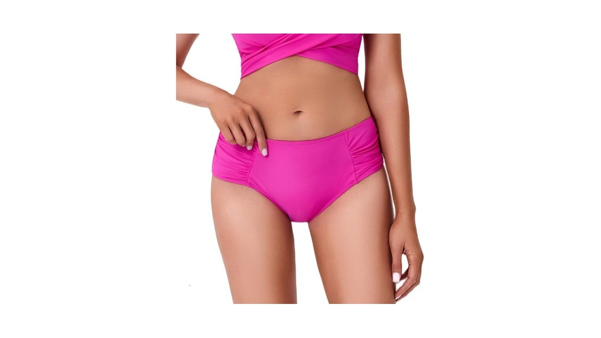 Cocopear Mid Rise Full Coverage Bikini Bottoms For Women Ruched