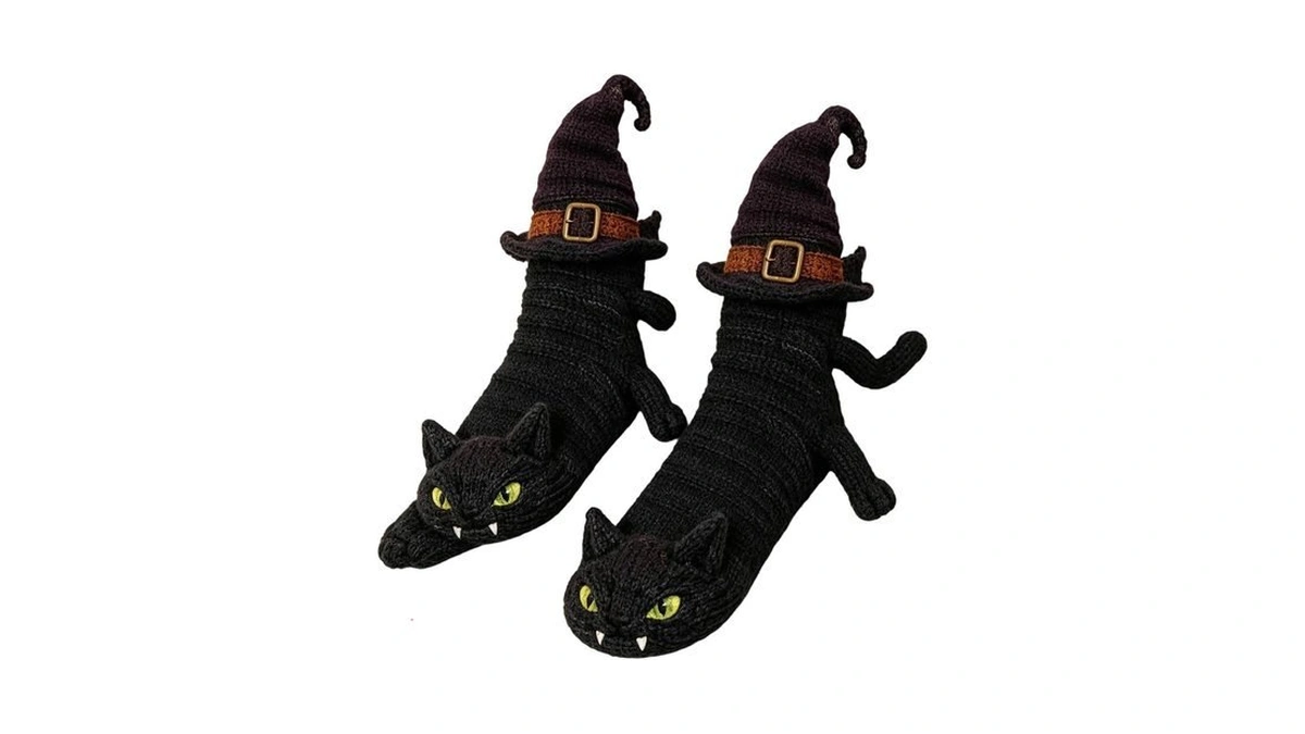 Halloween Animal Knit Socks 3d Black Cat Witch Novelty Long‑calf