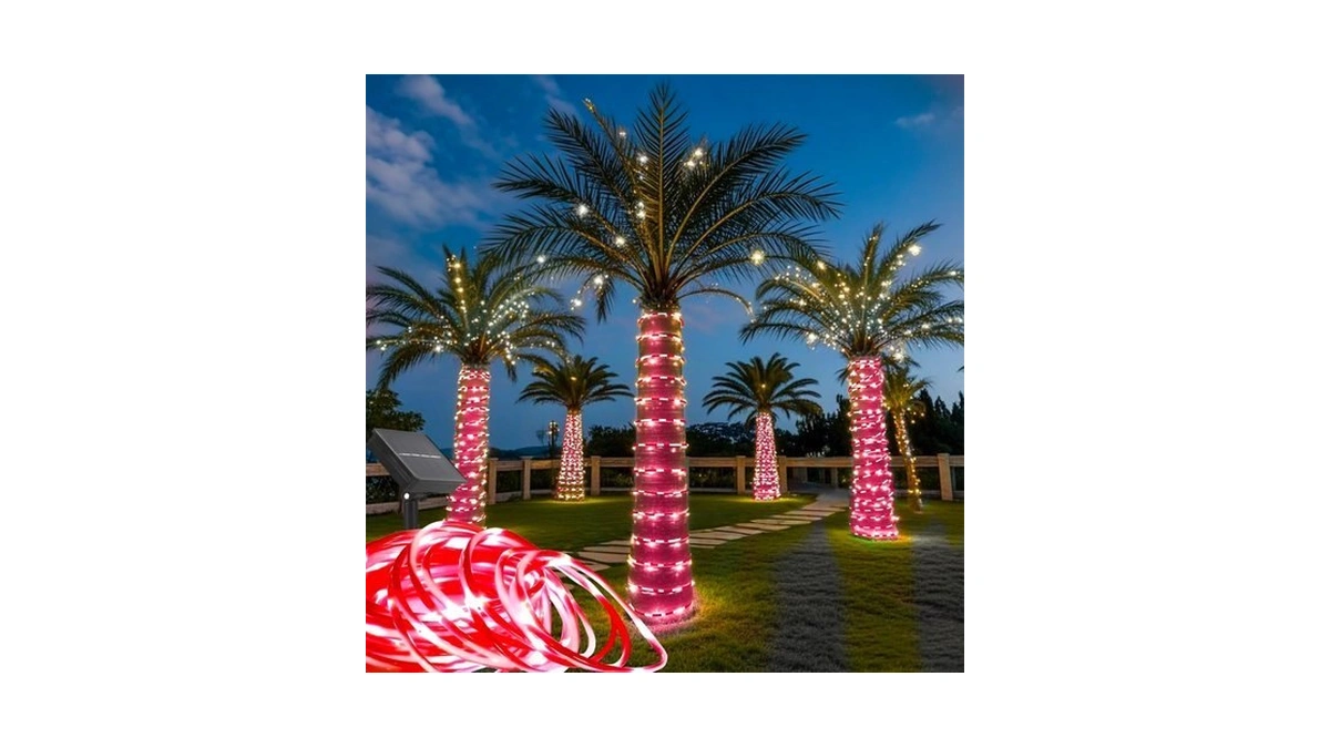 Honche Solar Rope Light 33ft 100l Outdoor Candy Cane Rope