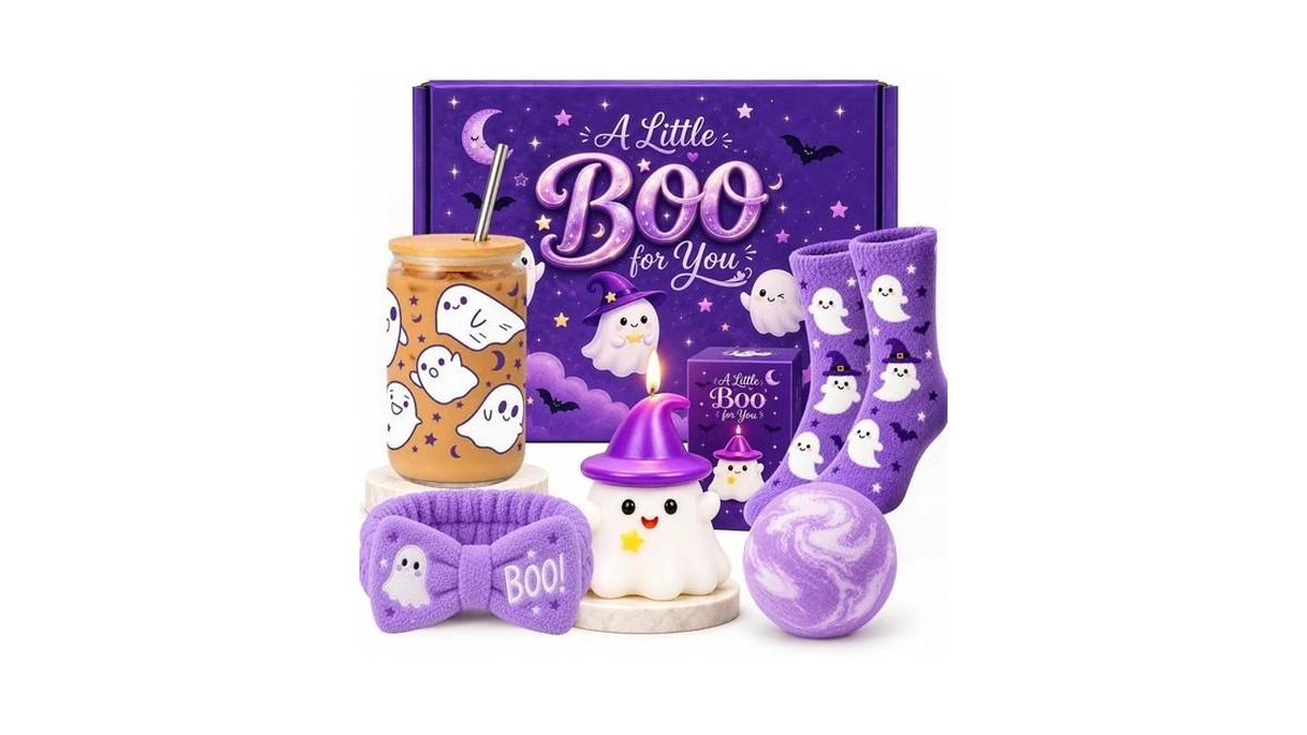 Boo Basket Gift For Women Including Glass Cup, Halloween Gifts