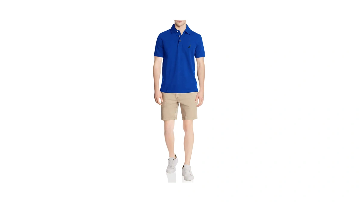 Nautica Men's Short Sleeve Solid Stretch Cotton Pique Polo Shirt